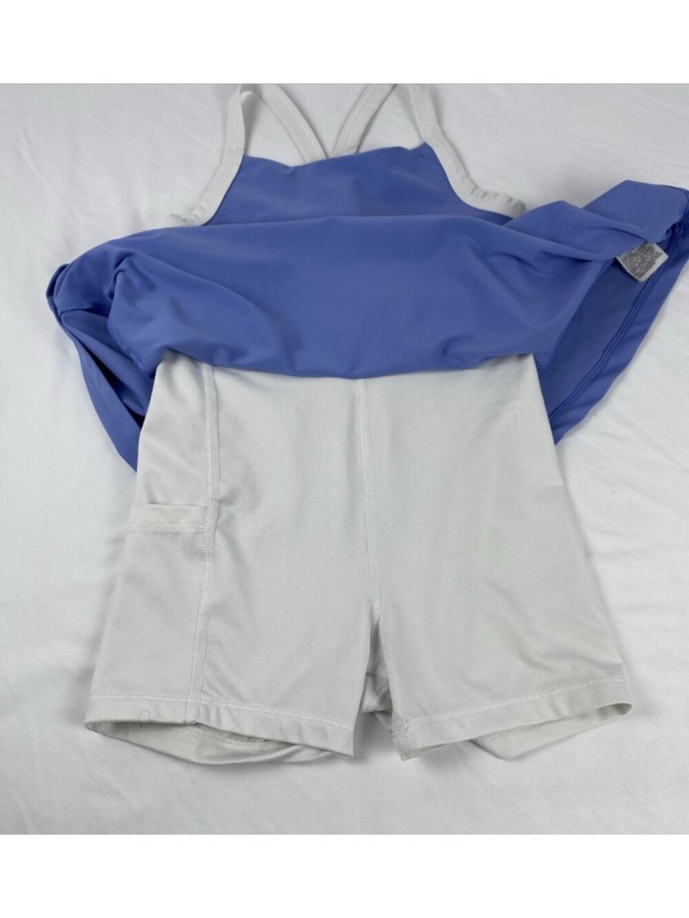 Old Navy Active Powersoft Tank Dress Built in Shorts Girls Size M 8 Blue/White - Picture 3 of 14